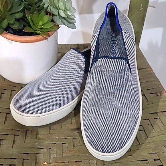 Rothy's Original Slip On Sneakers Anchor Blue & White Sailor Size 8 - Picture 8 of 8
